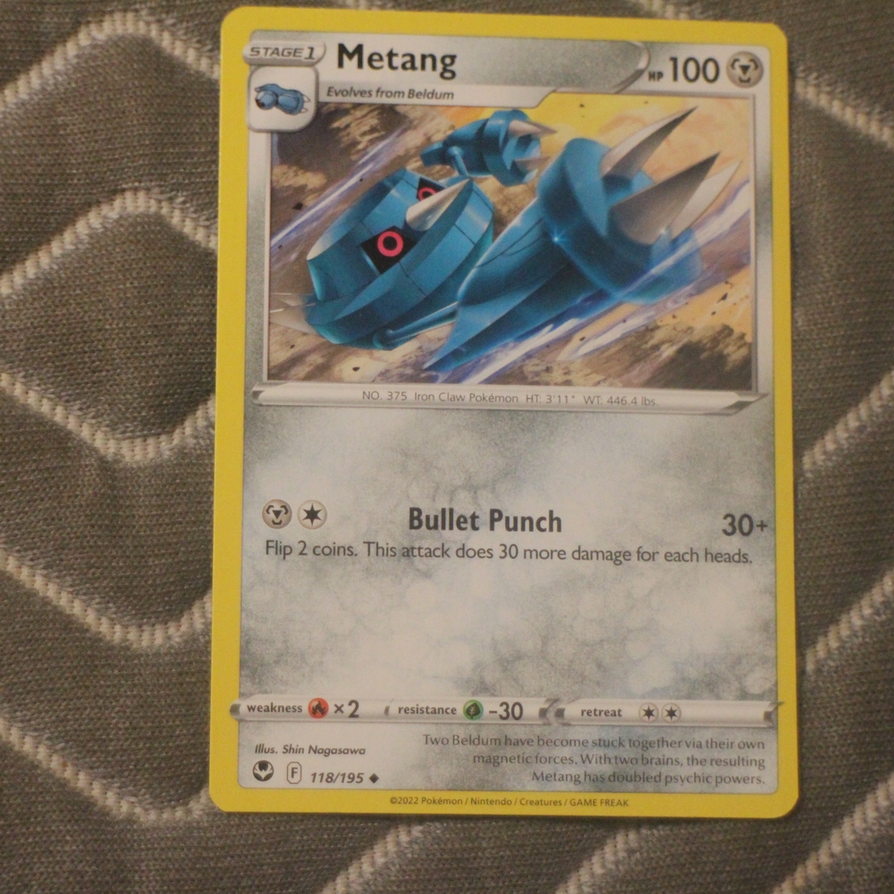 Pokemon Metang Card - Blue and Yellow